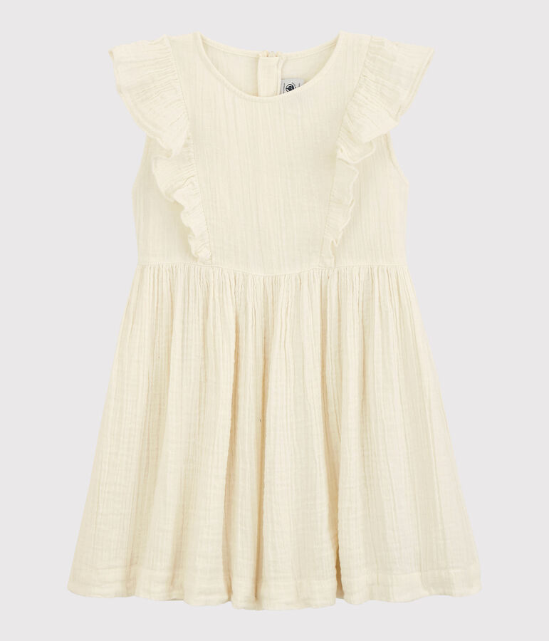 Robe en gaze de coton bio enfant fille blanc MARSHMALLOW