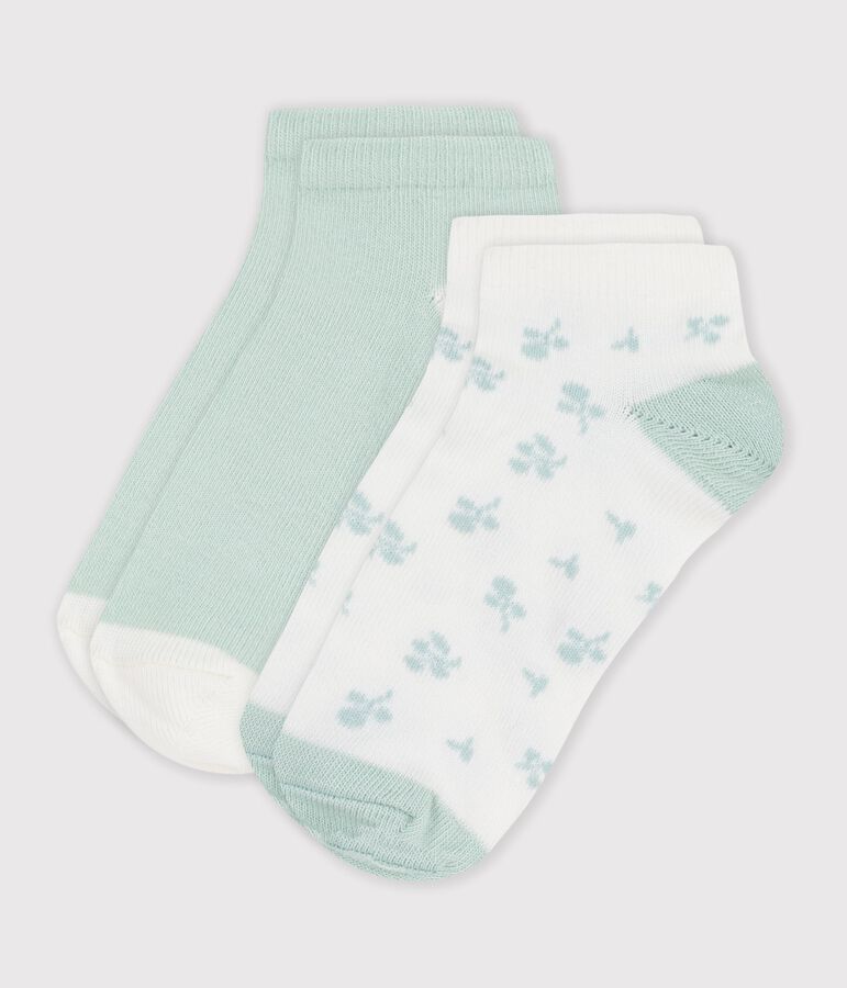 2 paires de chaussettes enfant fille en coton imprim&eacute; &agrave; fleurs multicouleur