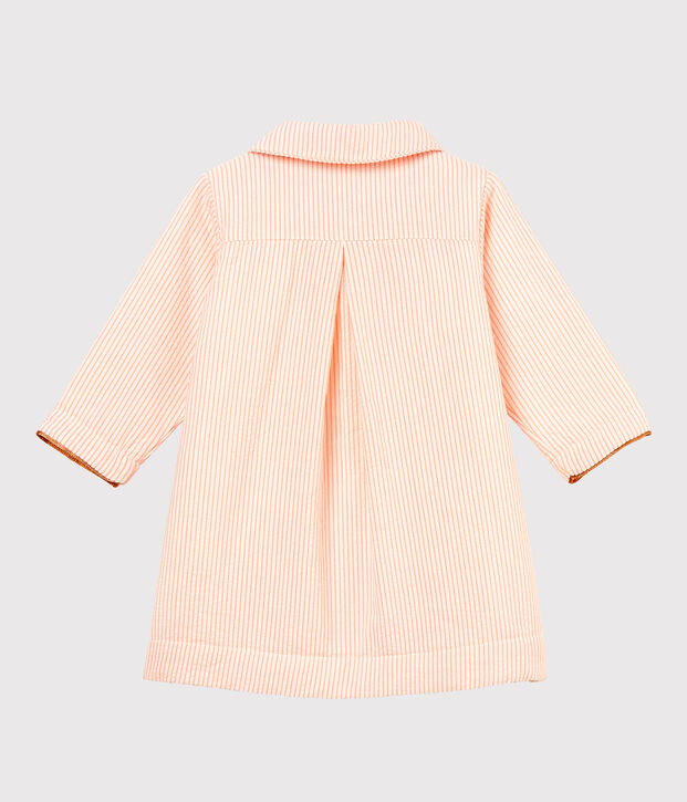 Manteau ray&eacute; b&eacute;b&eacute; fille blanc/rose