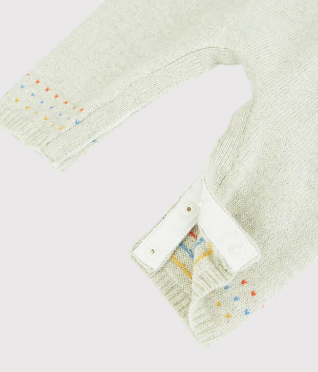 Combinaison longue jacquard b&eacute;b&eacute; en tricot avec laine beige chin&eacute;