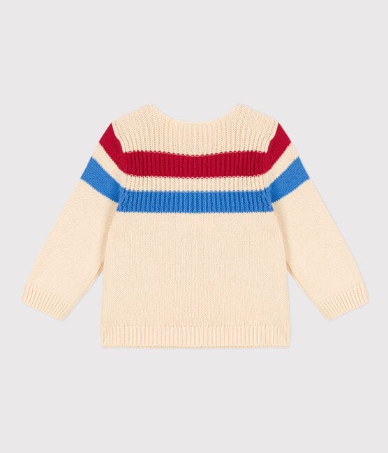 Pull bébé en tricot de coton rayé blanc AVALANCHE/ MULTICO