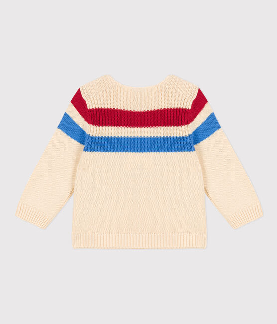 Pull bébé en tricot de coton rayé blanc AVALANCHE/ MULTICO