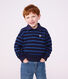 Sweatshirt col polo enfant en coton &agrave; rayures