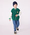 Veste teddy enfant en coton uni vert EVERGREEN/ MILK