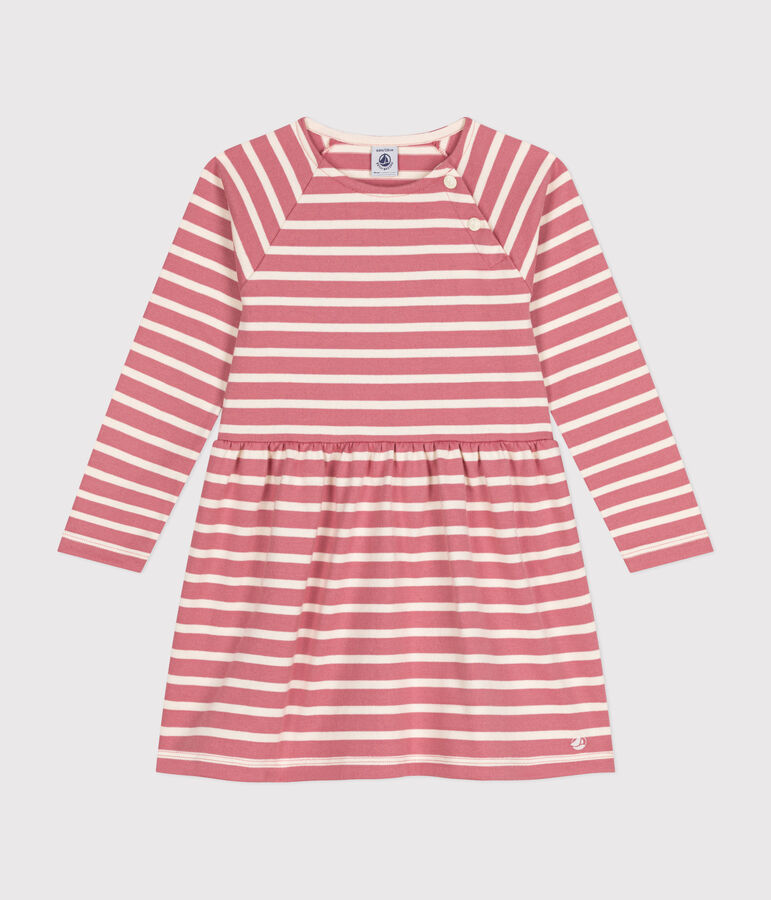 Robe manches longues en coton &eacute;pais enfant fille rose ROSEWOOD/ AVALANCHE