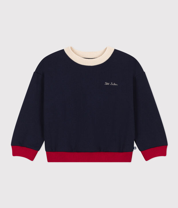 Sweatshirt imprim&eacute; en molleton enfant fille / gar&ccedil;on bleu marine