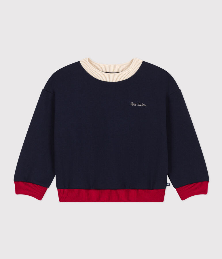 Sweatshirt imprim&eacute; en molleton enfant fille / gar&ccedil;on bleu SMOKING