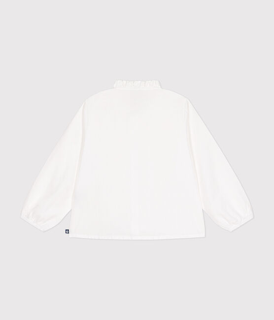 Blouse manches longues en toile enfant fille blanc ECUME