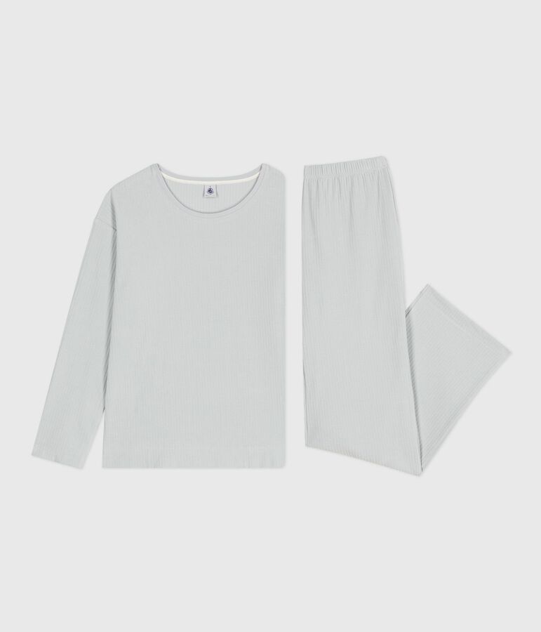 Pyjama femme en velours uni jambe droite bleu CO2