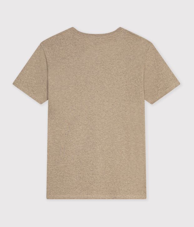 Tee-shirt femme en coton manches courtes uni beige