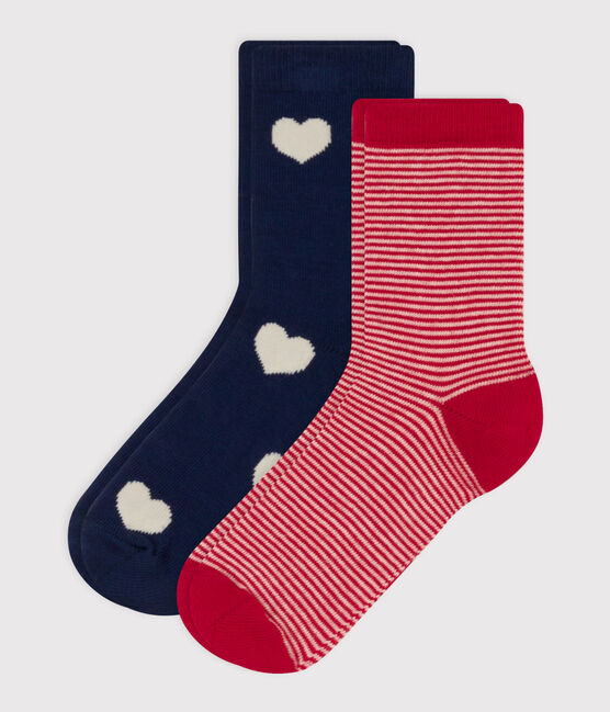 Lot de 2 paires de chaussettes cœurs en jersey de coton enfants variante 1