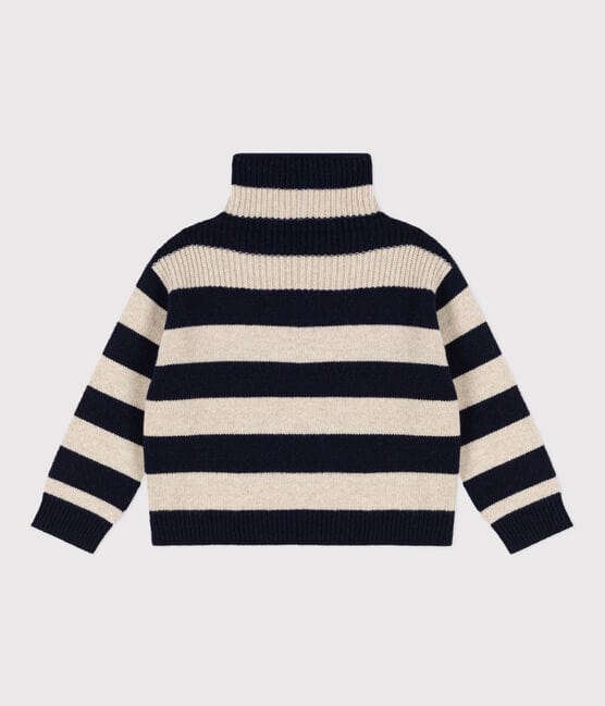 Pull en tricot de laine et coton enfant garçon bleu SMOKING/ AVALANCHE