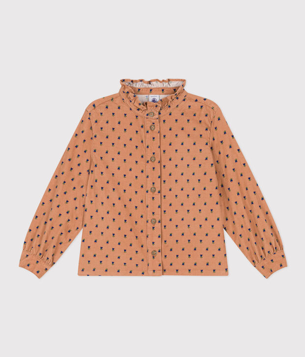 Blouse en velours fin fleuri enfant fille rose/multicouleur