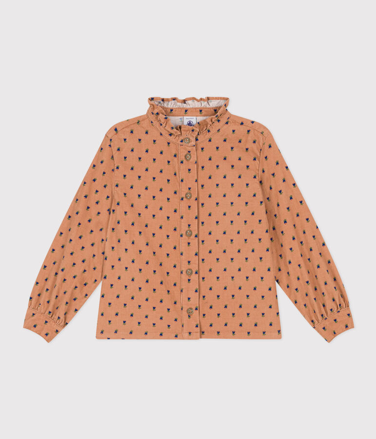 Blouse en velours fin fleuri enfant fille rose/multicouleur