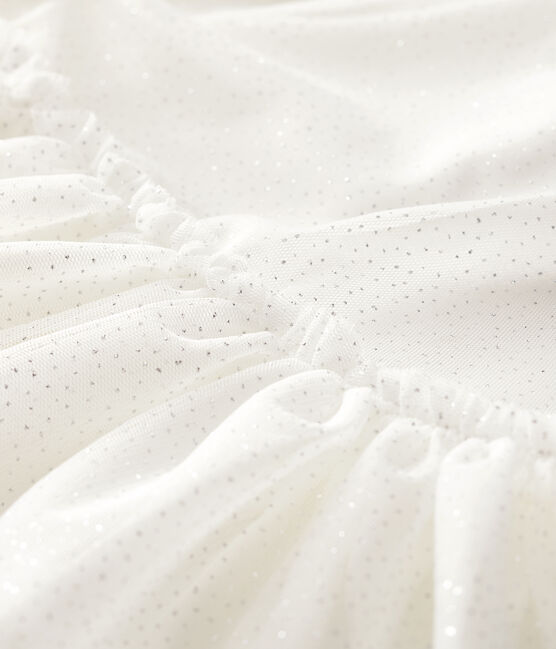 Robe cérémonie en tulle enfant fille blanc MARSHMALLOW/gris ARGENT