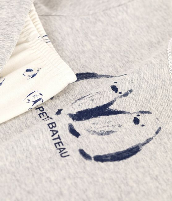 Pyjama enfant en coton imprimé pingouin gris BELUGA/blanc MULTICO