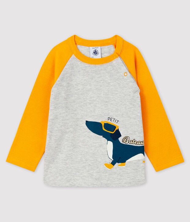 Tee-shirt b&eacute;b&eacute; gar&ccedil;on gris/jaune