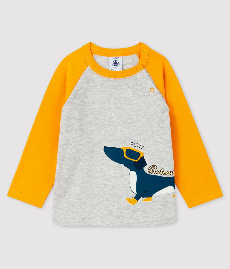 Tee-shirt b&eacute;b&eacute; gar&ccedil;on gris/jaune