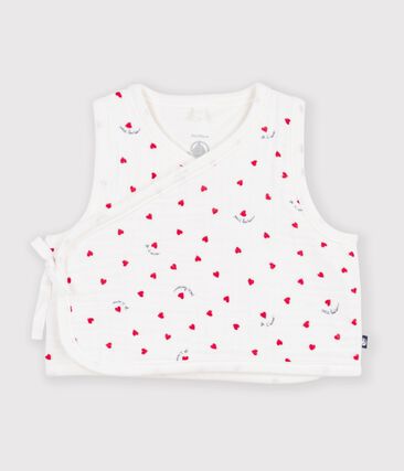 Gilet bébé en gaze de coton sans manche imprimé petit cœurs