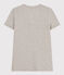 Tee-shirt LE DROIT col V en coton Femme gris CHATON CHINE