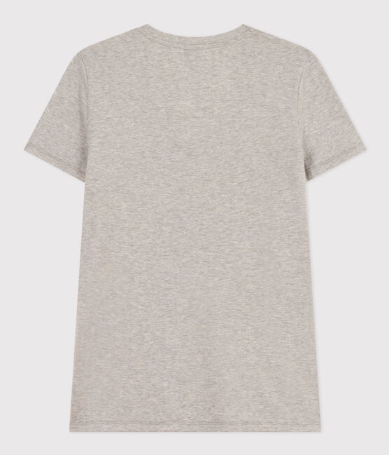 Tee-shirt LE DROIT col V en coton Femme gris CHATON CHINE