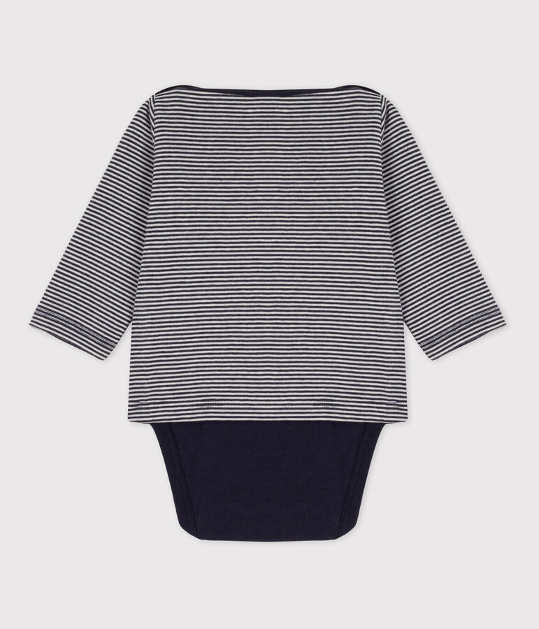 Body t-shirt b&eacute;b&eacute; en coton bleu SMOKING/blanc MARSHMALLOW