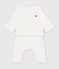 Ensemble b&eacute;b&eacute; en coton brod&eacute; poitrine uni blanc