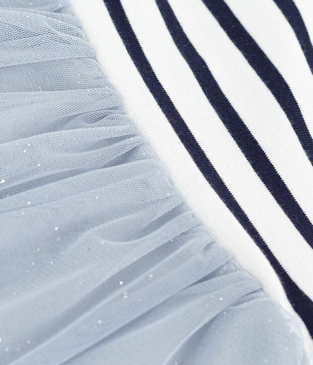 Robe b&eacute;b&eacute; bi-mati&egrave;re manches courtes bleu/multicouleur