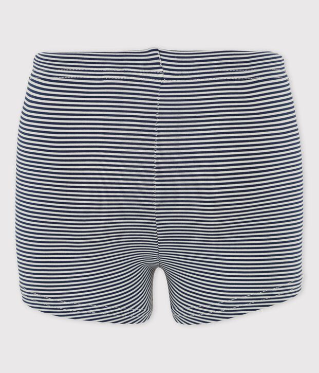 Short de bain en mati&egrave;re recycl&eacute;e b&eacute;b&eacute; bleu/blanc