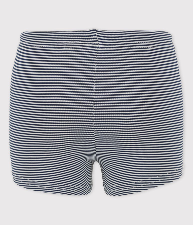 Short de bain en mati&egrave;re recycl&eacute;e b&eacute;b&eacute; bleu MEDIEVAL/blanc MARSHMALLOW