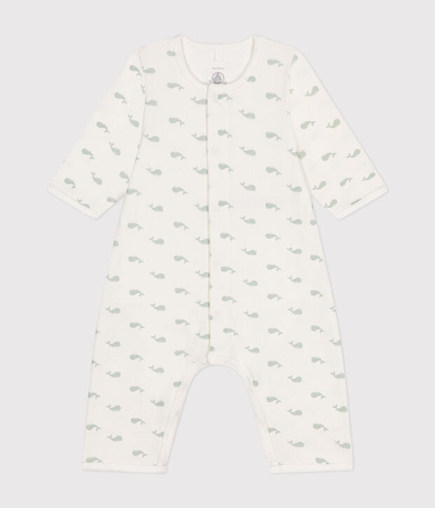 Bodyjama sans pieds en coton b&eacute;b&eacute; blanc/vert