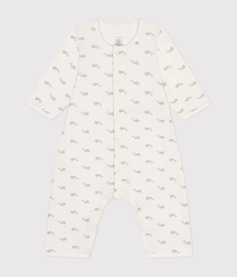 Bodyjama sans pieds en coton b&eacute;b&eacute; blanc/vert