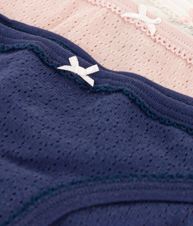 Lot de 3 culottes unies en coton ajour&eacute; petite fille variante 1