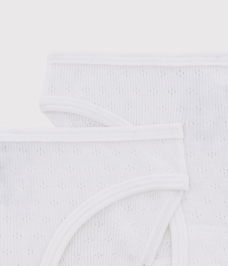 Lot de 2 culottes ajour&eacute;es petite fille en coton biologique multicouleur