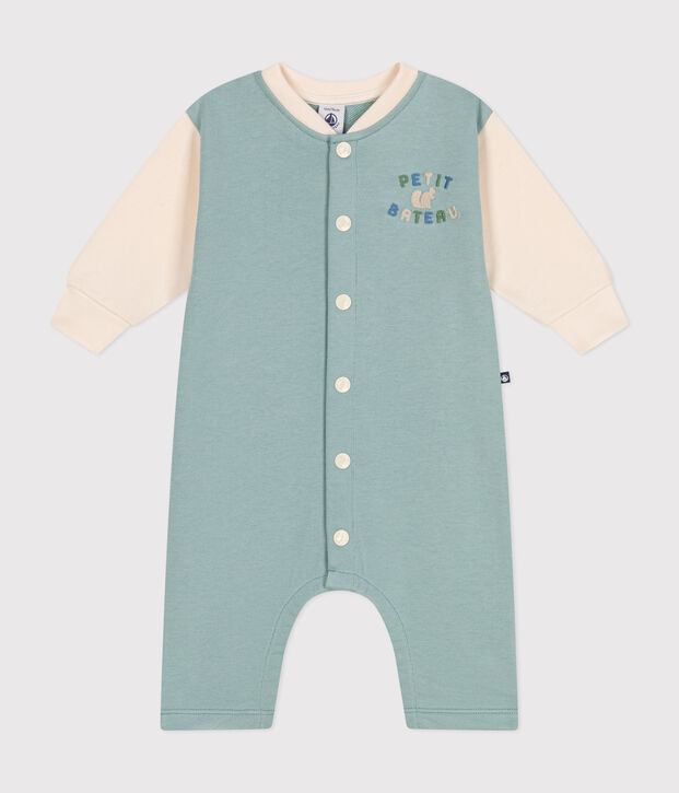 Combinaison longue en molleton b&eacute;b&eacute; vert/&eacute;cru