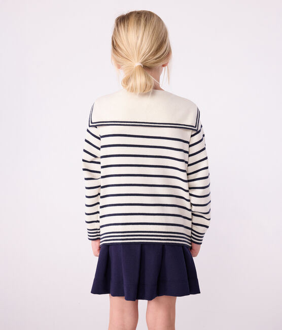 Pull marin enfant en coton à rayures bleu MARSHMALLOW/ SOIR