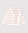 Cardigan Petit Bateau Je t'aime bébé en jacquard en coton biologique blanc MARSHMALLOW/rouge TERKUIT