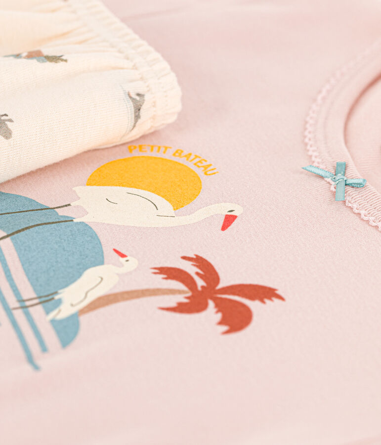 Pyjacourt animaux en coton petite fille rose SALINE/blanc MULTICO