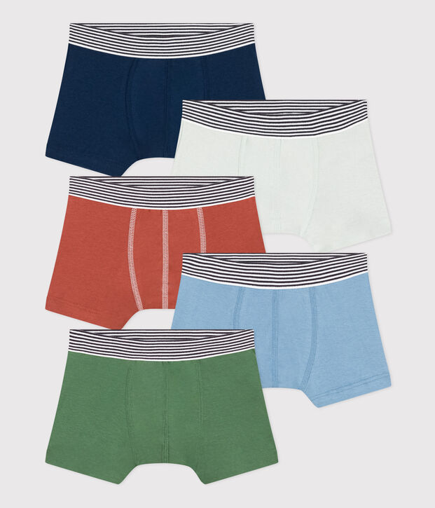 Lot de 5 boxers en coton petit gar&ccedil;on multicouleur