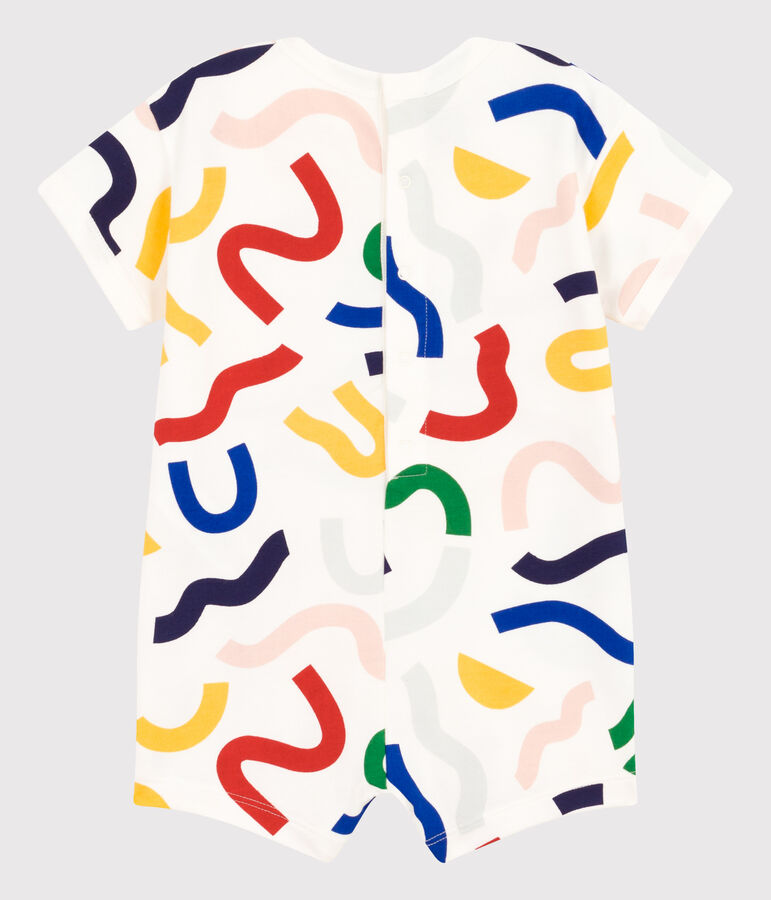 Combinaison courte en molleton b&eacute;b&eacute; blanc MARSHMALLOW/blanc MULTICO