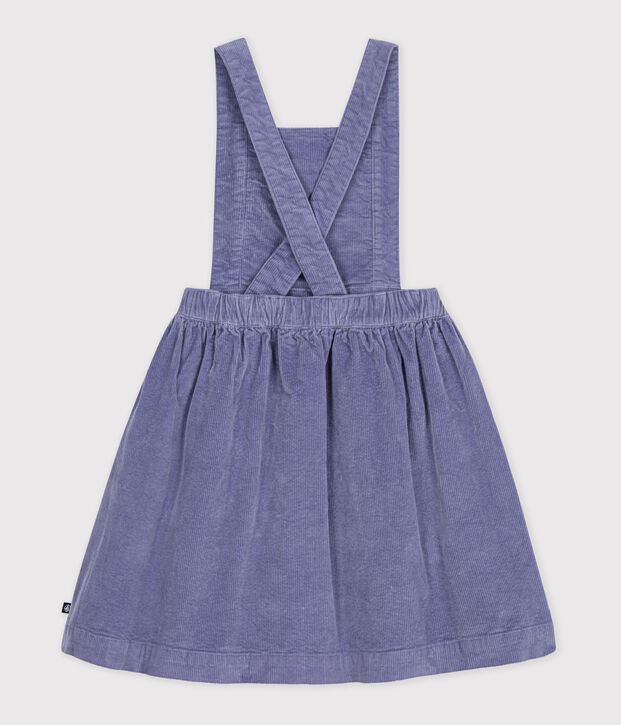 Robe salopette enfant en velours uni violet