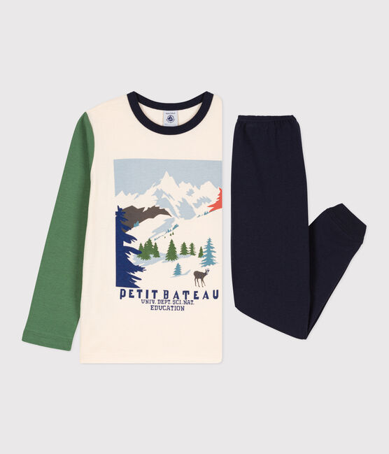 Pyjama en coton enfant bleu SMOKING/blanc MULTICO