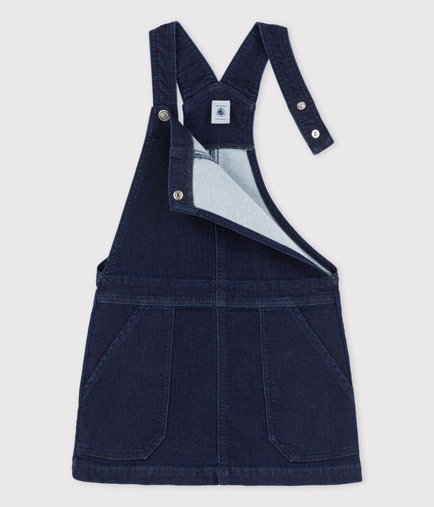 Robe salopette en denim enfant fille bleu