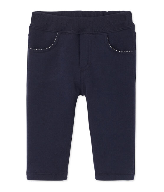 Pantalon bébé garçon en molleton bleu SMOKING