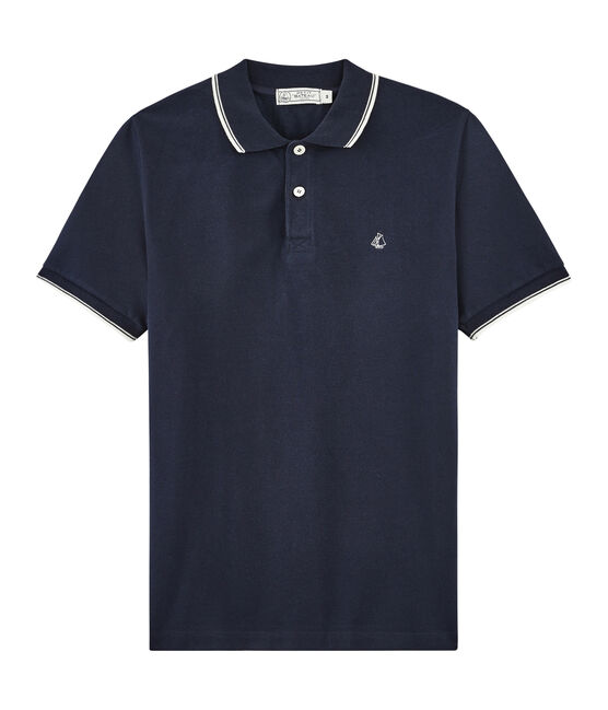 Polo manches courtes 100% coton jersey piqué. bleu SMOKING