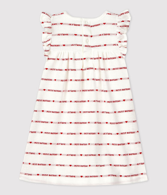 Robe body jacquard en coton bio bébé blanc MARSHMALLOW/rouge TERKUIT