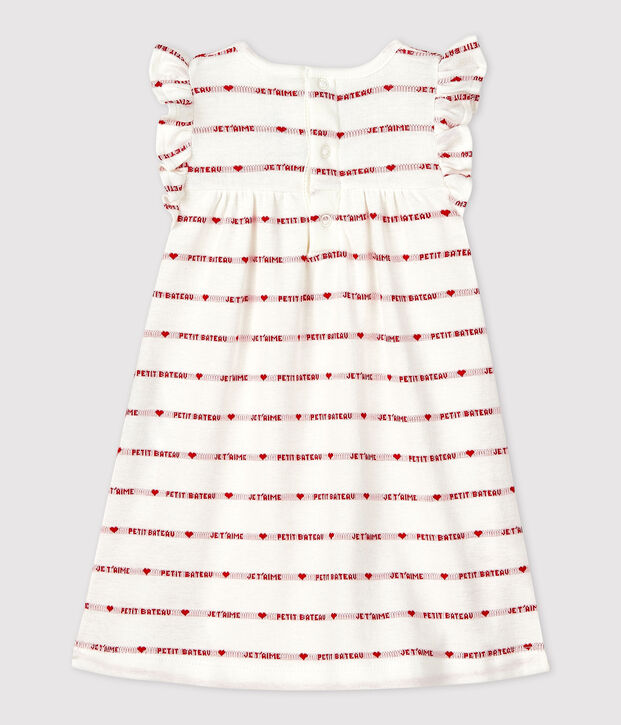 Robe body jacquard en coton bio b&eacute;b&eacute; blanc/rouge