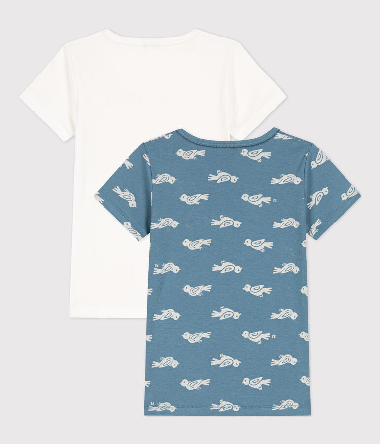 Lot de 2 tee-shirts manches courtes oiseau petite fille en coton multicouleur