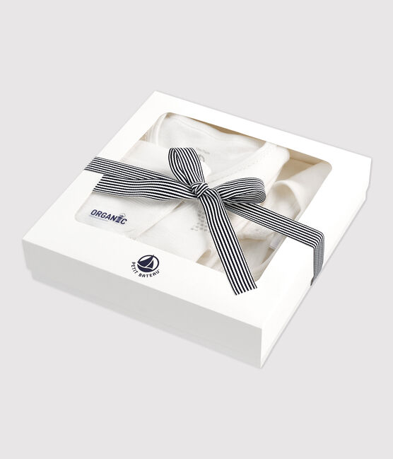 Coffret cadeau naissance blanc bébé en coton biologique variante 1
