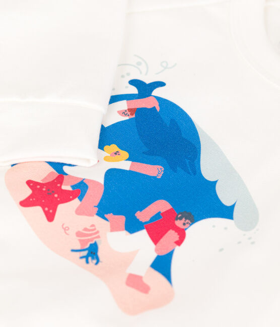 Sweatshirt Bébé Petit Bateau x Water Family blanc MARSHMALLOW